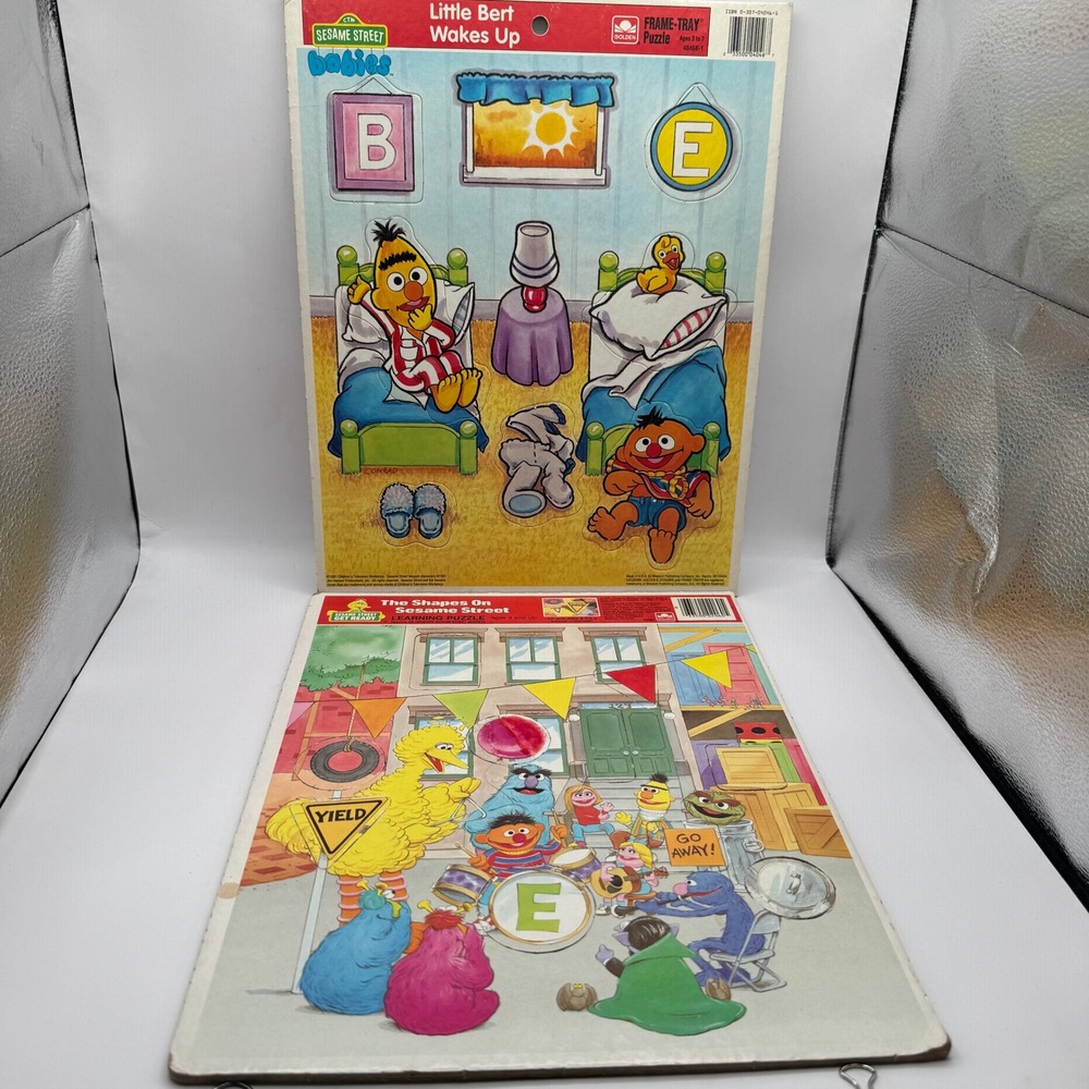 Golden Sesame Street Puzzle Set of 2 Vintage 80s 90s Bert Ernie Big Bird